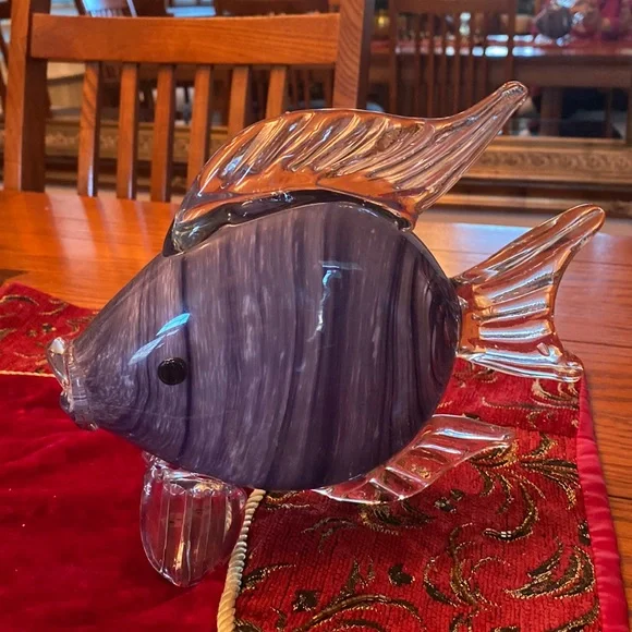HQT Hand Blown / Made Glass Fish by HQT 9” Long - Picture 3 of 10